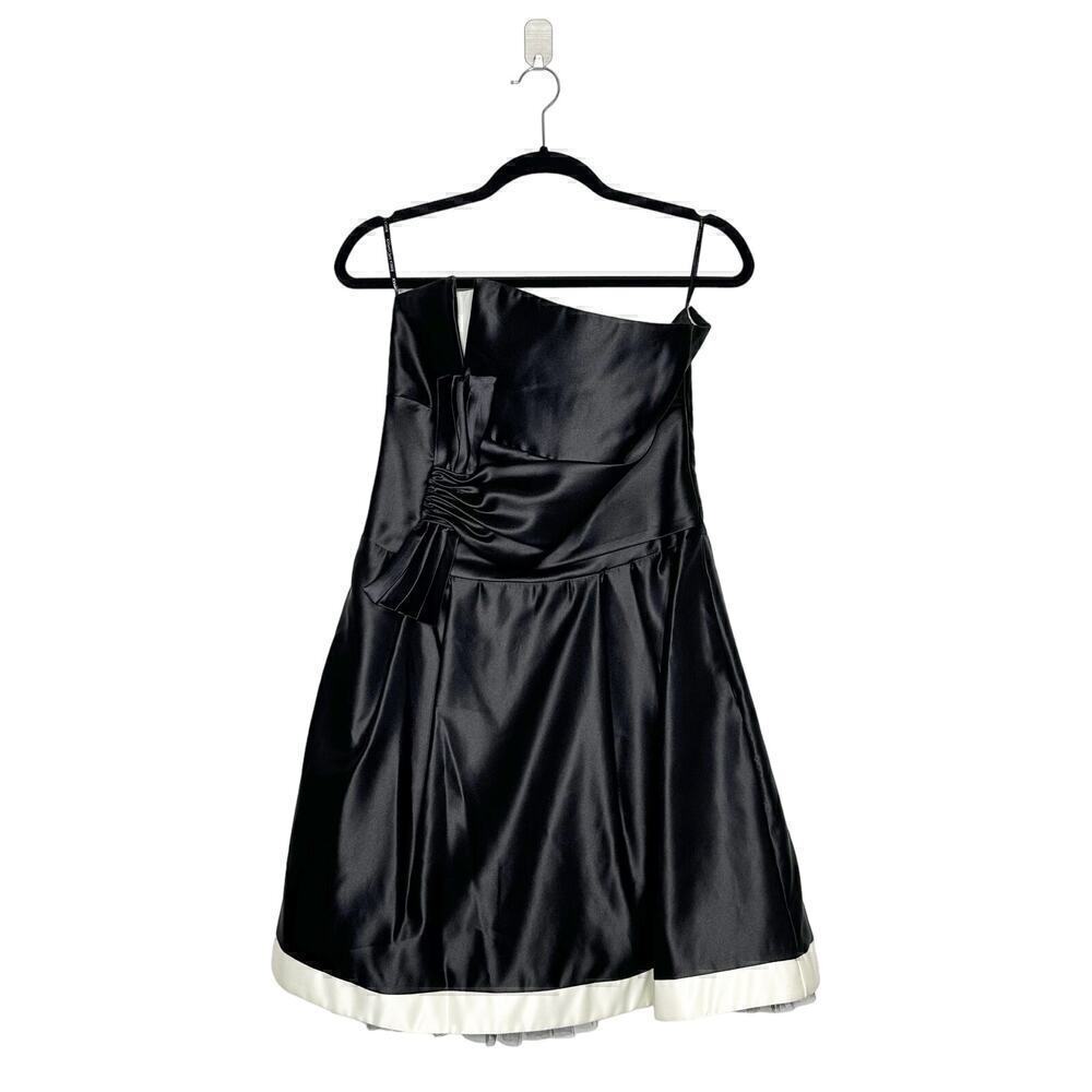 Jessica McClintock Gunne Sax Y2K Satin Mini Dress Junior's Black White Size 11